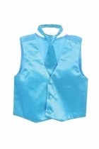 Turquoise Fancy Solid Vest & Windsor Tie Set