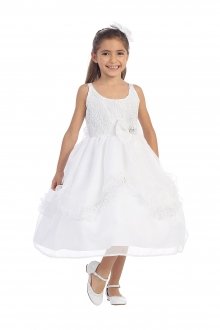 Beautiful Lace Bodice Organza Overlaid Communion Dress with Spakle Detail