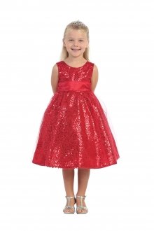 Sleeveless Tulle Sequin Flower Girl Dress