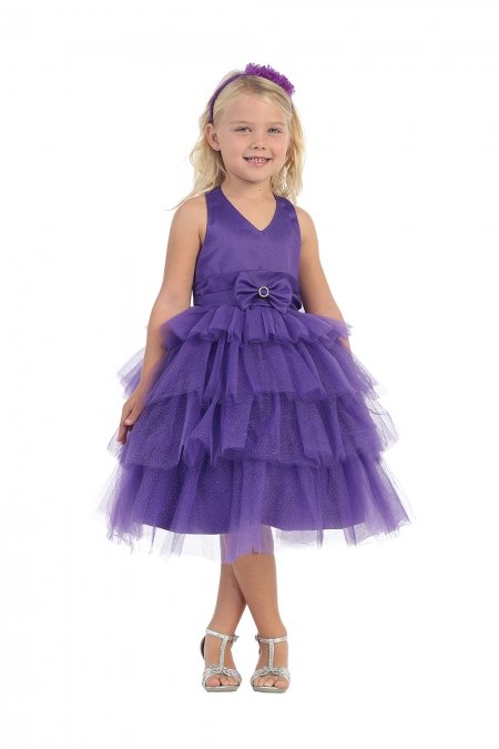 Taffeta and Tulle Halter V Neck Tiered Princess Pageant Dress Taffeta and Tulle Halter V Neck Tiered Princess Pageant Dress