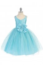 Aqua Blue Ballerina Flocked Sparkle Skirt Dress