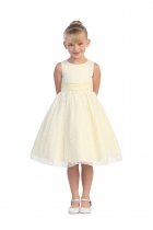 Yellow Girls Sleeveless Lace and Taffeta Dress