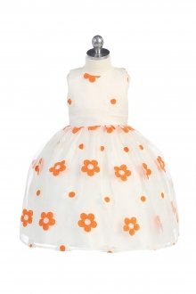 Sleeveless Organza Floral Flower Girls Dress