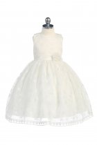 IVORY Organza Sleeveless Flower Girls Dress