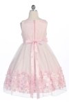 Pink Mesh Flower Girl Dress with Taffeta Flowers
