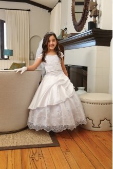 Stunning Poly Dupioni & Embroidered Organza Communion Dress