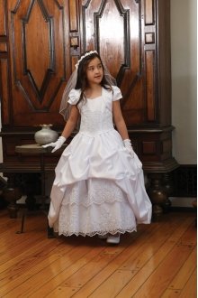 Gorgeous Satin Dress with Pick Up Skirt Communion Dress