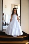 Beautiful Detailed Mesh Fabric with Cap Sleeves Communion Dress