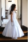 Beautiful Detailed Mesh Fabric with Cap Sleeves Communion Dress