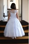 Beautiful Detailed Mesh Fabric with Cap Sleeves Communion Dress