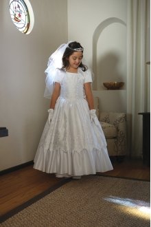 Pretty Embroidered Satin Dress with A One Shoulder Bodice
