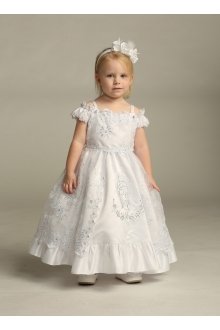 Stunning Satin Dress with Embroidered Organza Overlay Christening Dress