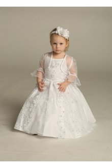 Beautiful Satin Dress with An Exquisitely Embroidered Organza Overlay