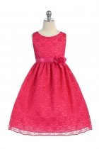 Fucshia Lovely Floral Lace Flower Girl Dress 