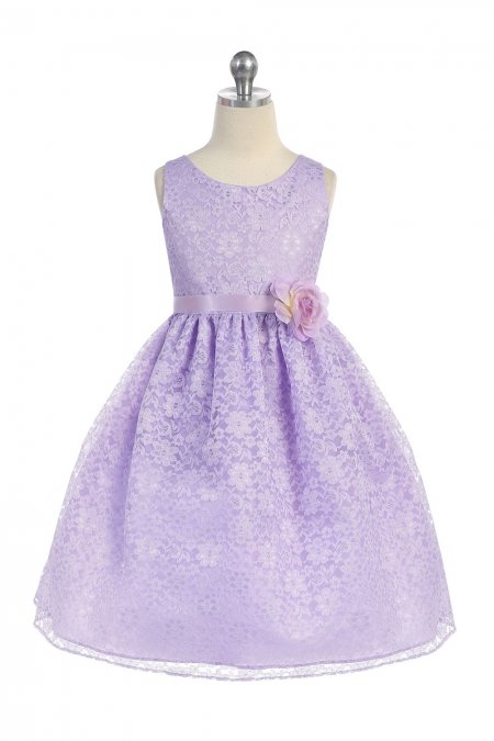 Lilac Lovely Floral Lace Flower Girl Dress 