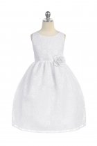 White Lovely Floral Lace Flower Girl Dress 