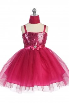 Fuchsia Sequince Bodice with Sparkle Tulle Skirt Flower Girl Dress Fuchsia Sequince Bodice with Sparkle Tulle Skirt Flower Girl Dress
