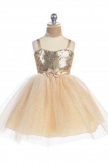 Gold Sequince Bodice with Sparkle Tulle Skirt Flower Girl Dress Gold Sequince Bodice with Sparkle Tulle Skirt Flower Girl Dress