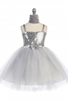 Silver Sequince Bodice with Sparkle Tulle Skirt Flower Girl Dress Silver Sequince Bodice with Sparkle Tulle Skirt Flower Girl Dress