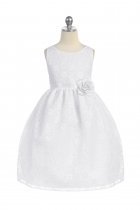 White Lovely Floral Lace Flower Girl Dress 
