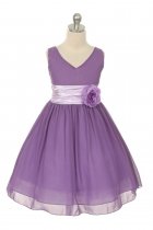 Lilac Yoryu Chiffon Double V-Neck Flower Girl Dress