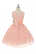 Blush Yoryu Chiffon Double V-Neck Flower Girl Dress