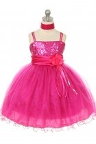 Fuchsia Sequin Bodice with Sparkle Tulle Flower Girl Dress