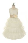 Ivory/Red Lace Layered Dress with Detachable Organza Sash