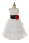 Ivory/Red Lace Layered Dress with Detachable Organza Sash