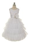Ivory/Red Lace Layered Dress with Detachable Organza Sash