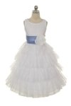 Ivory/Red Lace Layered Dress with Detachable Organza Sash