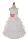 Ivory/Red Lace Layered Dress with Detachable Organza Sash