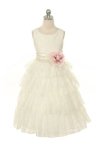 Ivory/Red Lace Layered Dress with Detachable Organza Sash