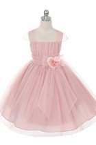 Mauve Elegant Tulle Dress with Floral Accent Flower Girl Dress