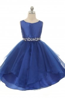 Royal Blue Taffeta and Organza Overlay with Rhinestone Waist Flower Girl Dress Royal Blue Taffeta and Organza Overlay with Rhinestone Waist Flower Girl Dress