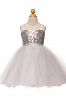 Silver Sequin Top Dress with Overlay Tulle Skirt Flower girl dress Silver Sequin Top Dress with Overlay Tulle Skirt Flower girl dress