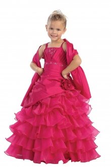 Fuchsia Taffeta and Organza Multi Tier Pageant Dress Fuchsia Taffeta and Organza Multi Tier Pageant Dress