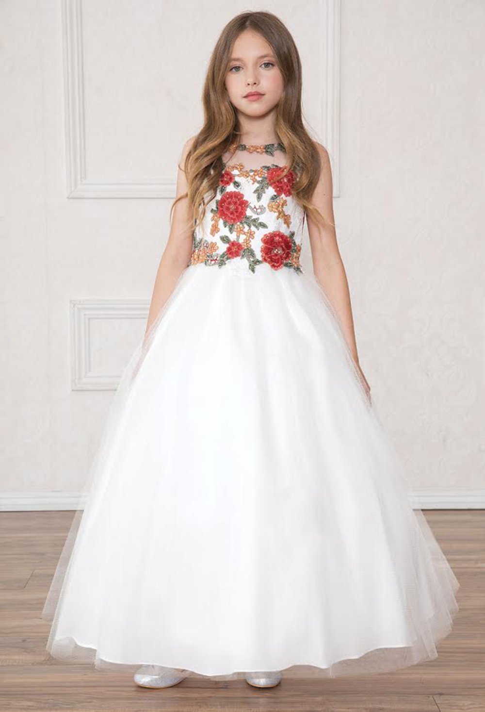 Off White Red Beautiful Sleeveless Flower Girl Dress Off White Red Beautiful Sleeveless Flower Girl Dress