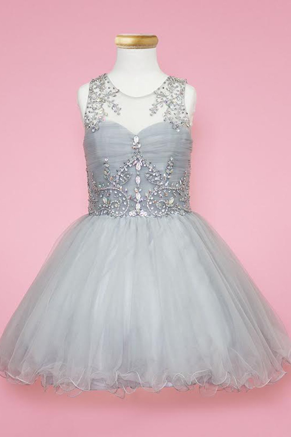 Silver Tween Illusion Stone Dress Silver Tween Illusion Stone Dress