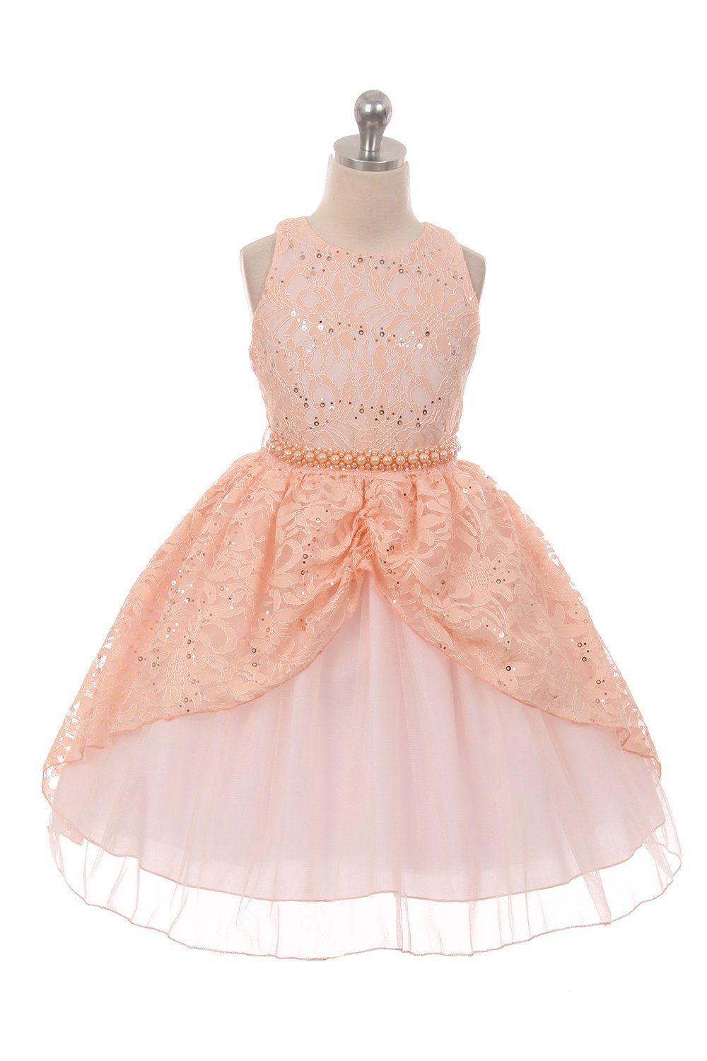 Peach Beautiful Sleeveless Girls Dress Peach Beautiful Sleeveless Girls Dress