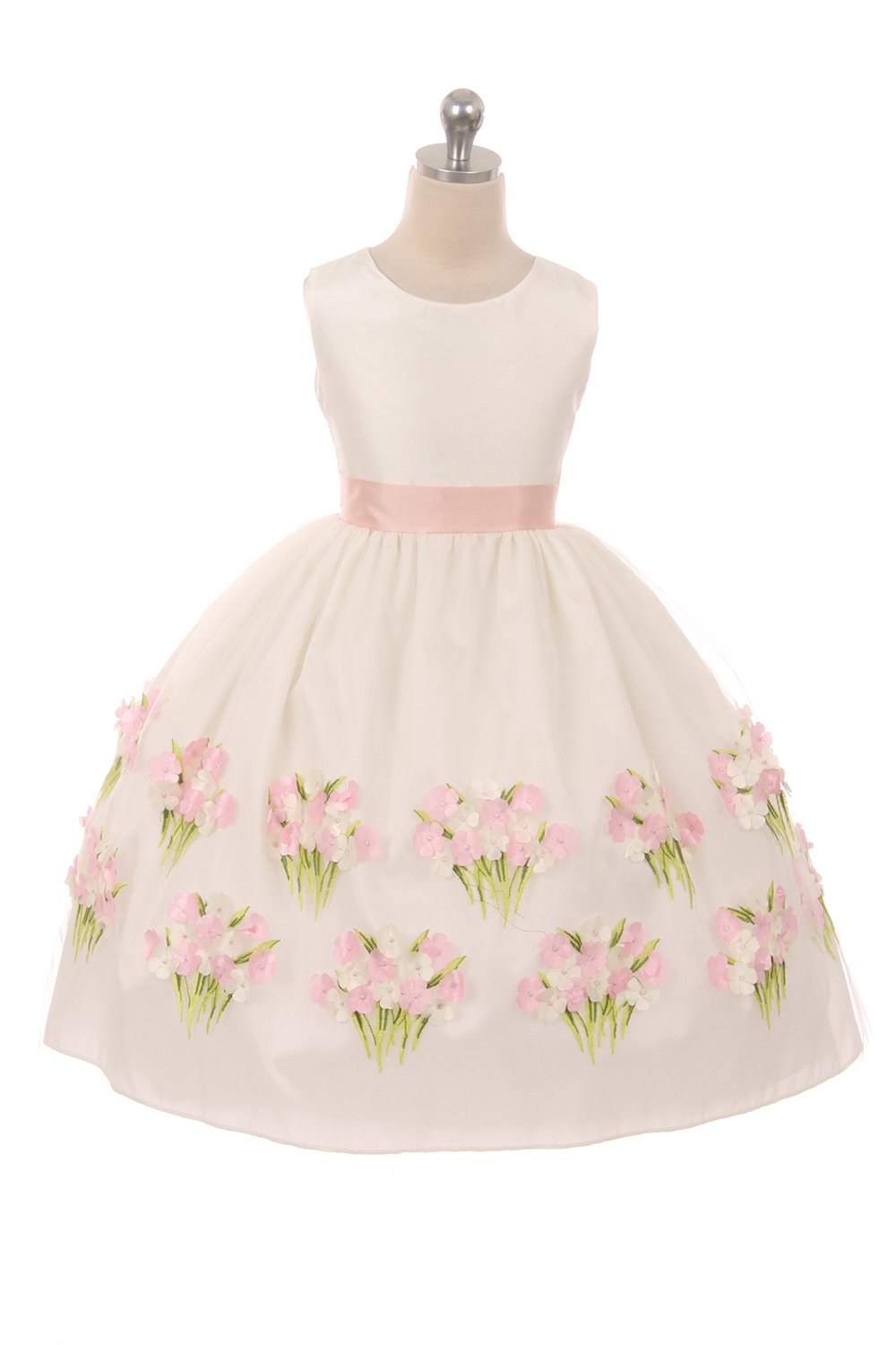 Pink Beautiful 3D Floral Girl Dress