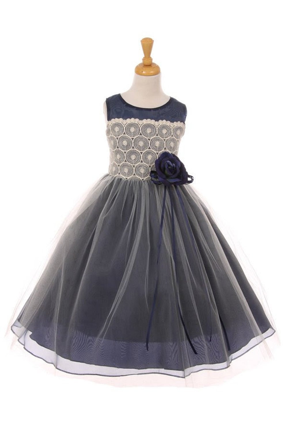 Navy Beautiful Sleeveless Organza And Tulle Dress Navy Beautiful Sleeveless Organza And Tulle Dress