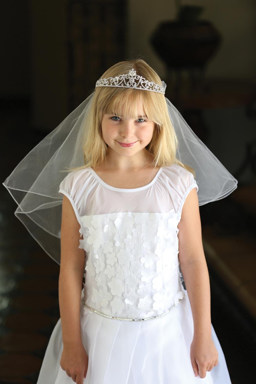 Gorgeous rhinestone tiara with pencil edge veil. Gorgeous rhinestone tiara with pencil edge veil.