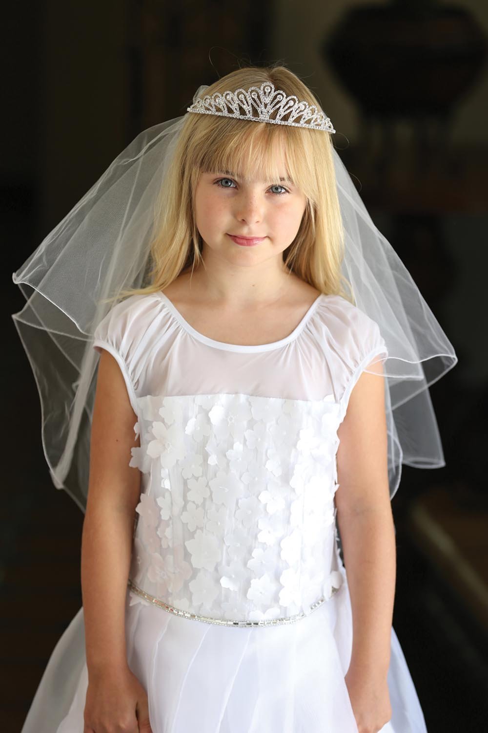 Stunning tiara with pencil edge veil. Stunning tiara with pencil edge veil.