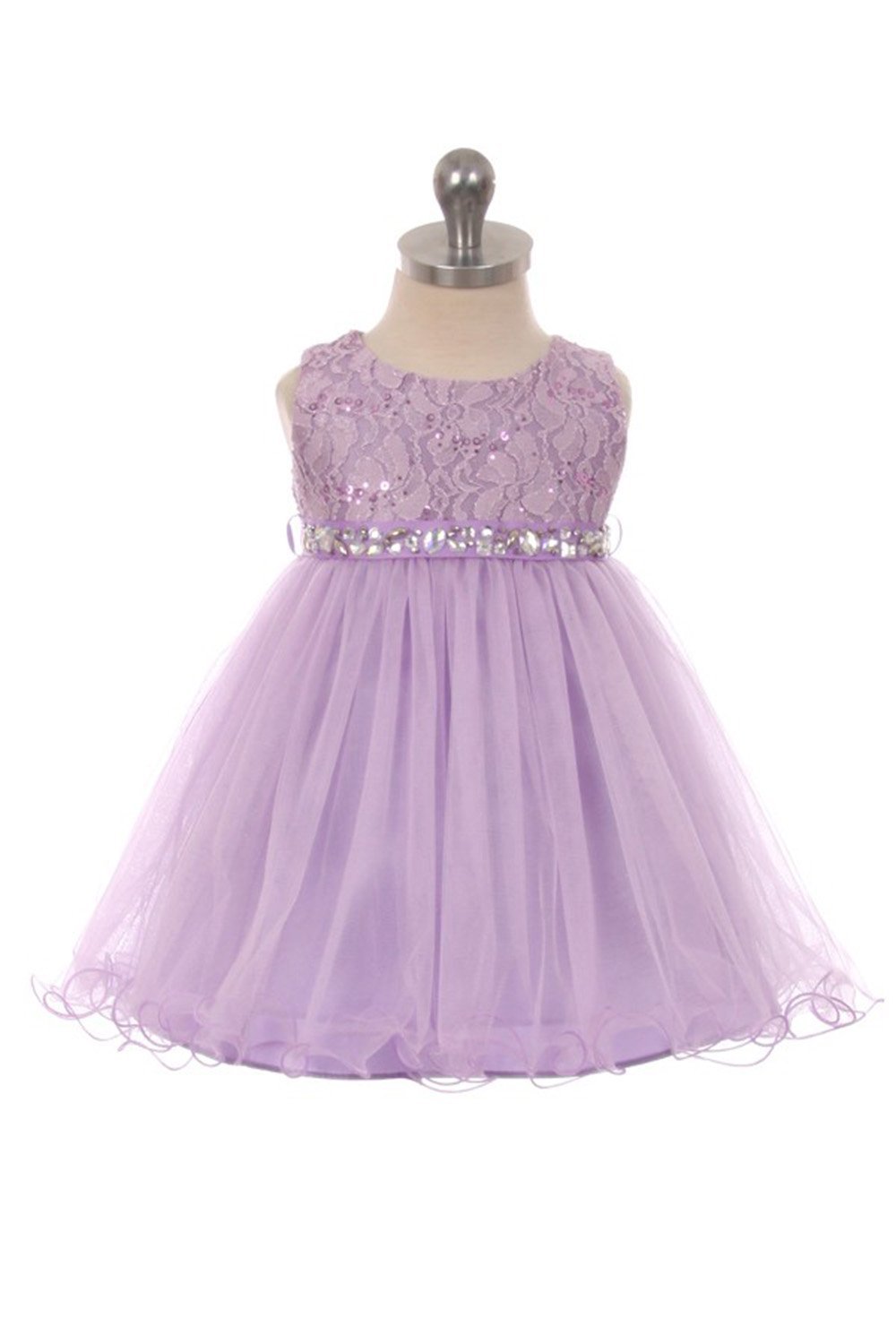 Lilac Sleeveless Shiny Tulle Flower Girls Dress with Beaded Waist Lilac Sleeveless Shiny Tulle Flower Girls Dress with Beaded Waist