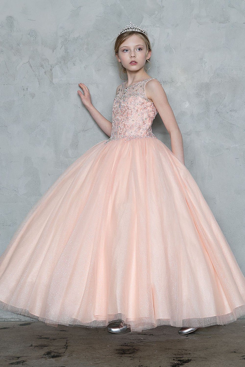 Blush Pink Beautiful Jeweled on Bodice Ball Gown Dress