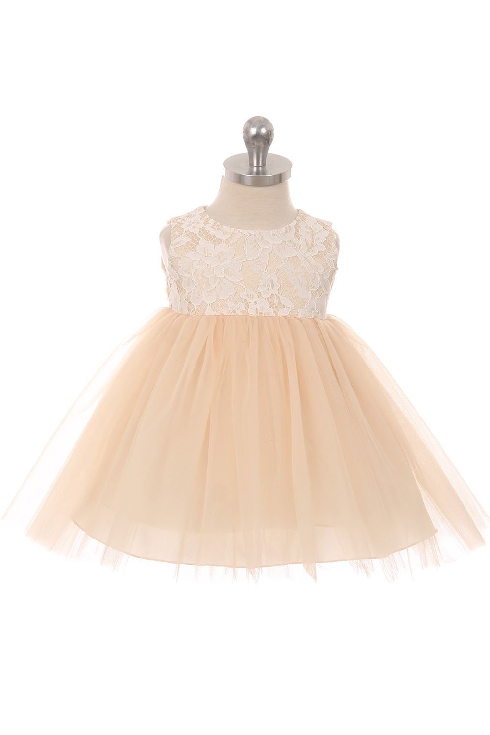Champagne Lace Illusion Baby Dress Champagne Lace Illusion Baby Dress