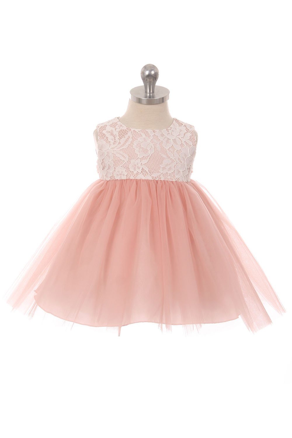 Dusty Rose Lace Illusion Baby Dress Dusty Rose Lace Illusion Baby Dress