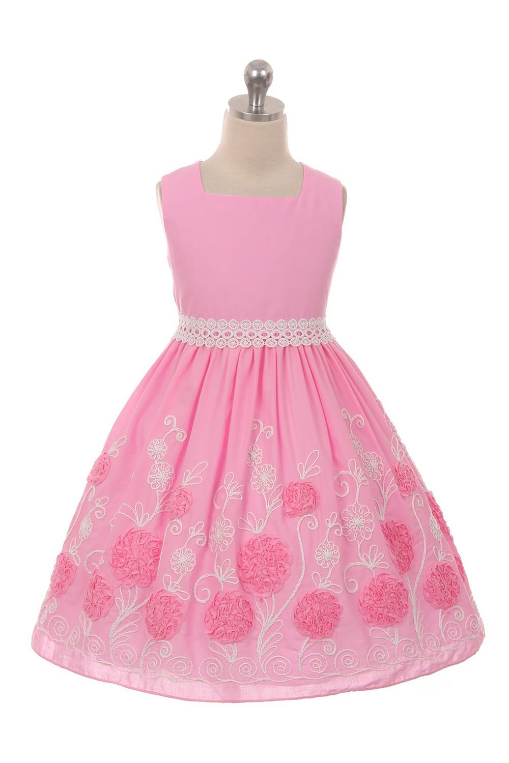 Pink Cotton Flower Embroidery Dress Pink Cotton Flower Embroidery Dress