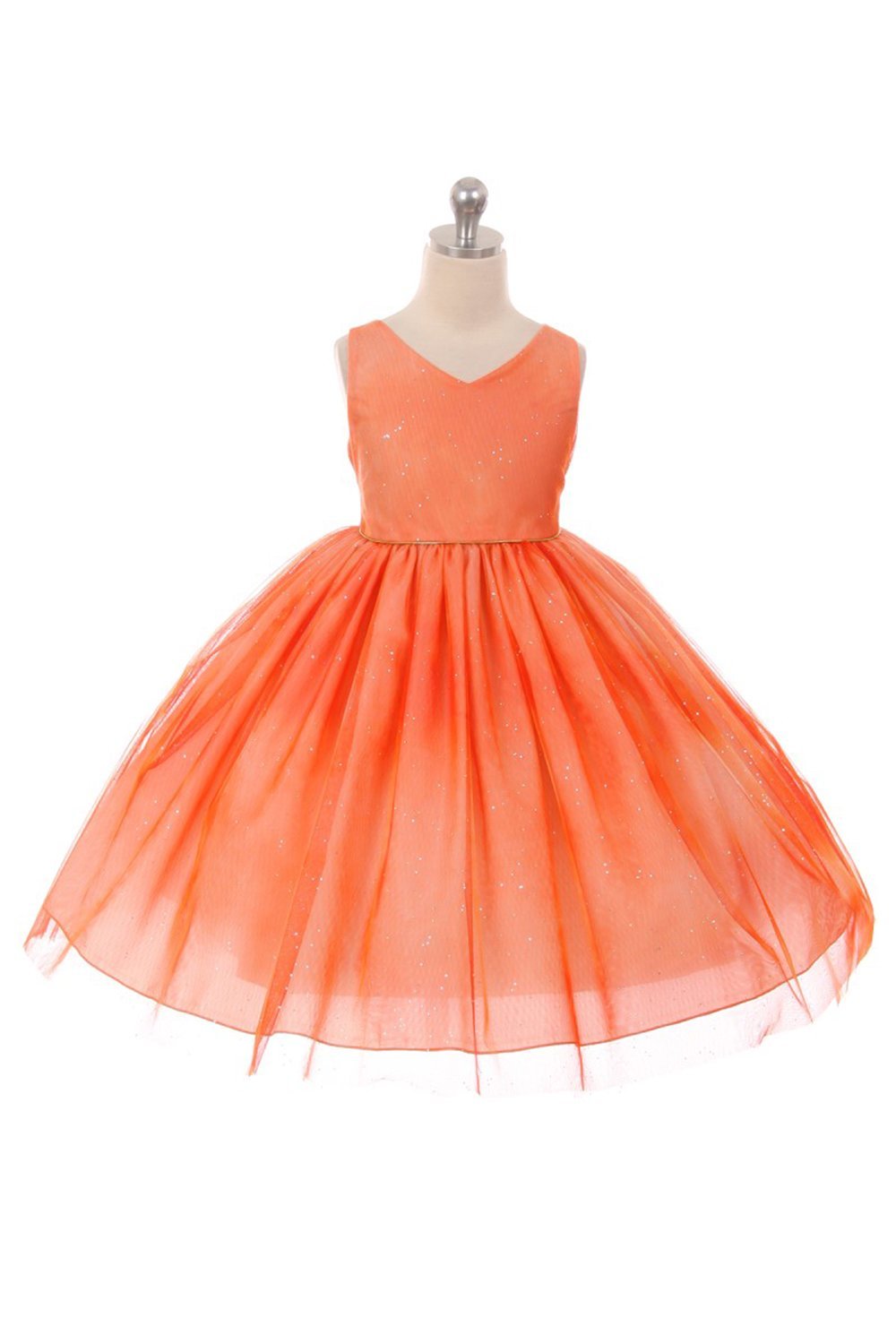 Orange Glitter Tulle Overlay Dress Orange Glitter Tulle Overlay Dress